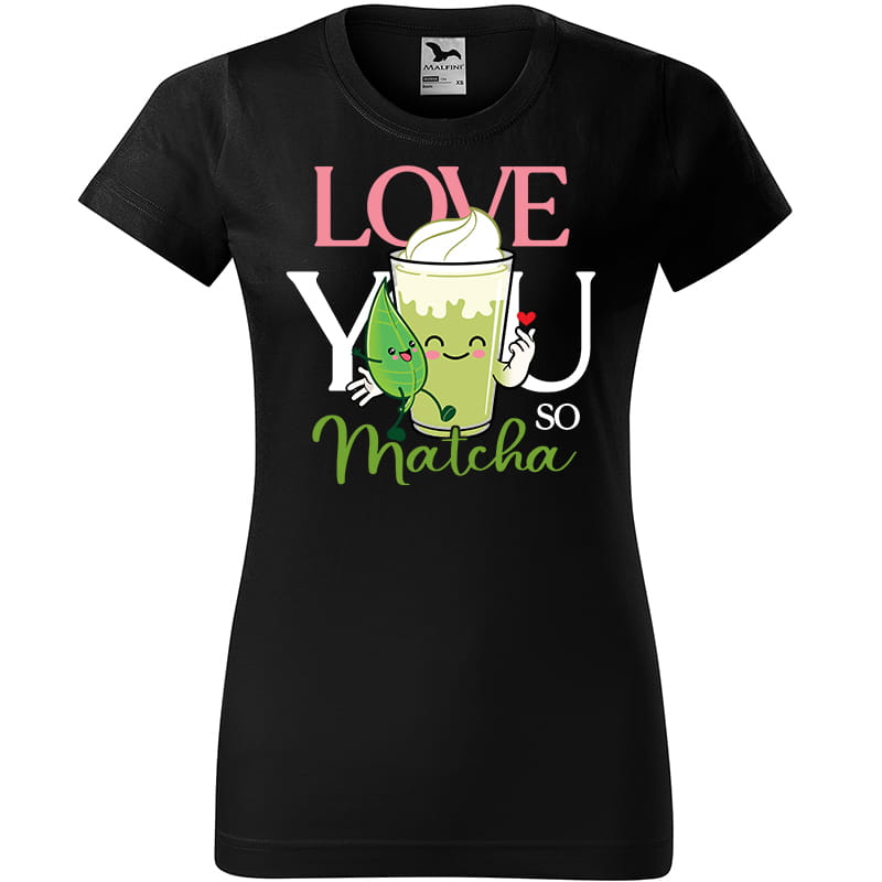 LOVE YOU MATCHA koszulka damska kolor czarny