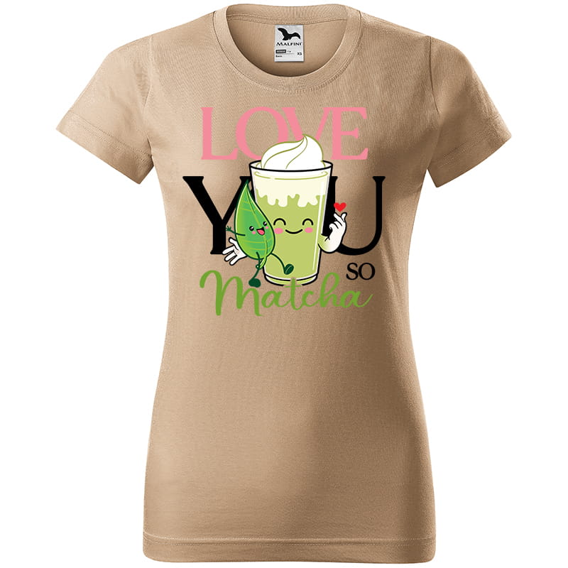 LOVE YOU MATCHA koszulka damska kolor koszulka piaskowy