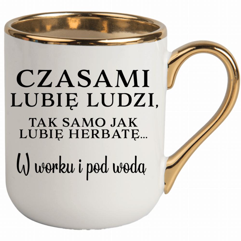 Lubię ludzi, tak jak herbatę w worku i pod wodą kubek elegant biały kolor biały