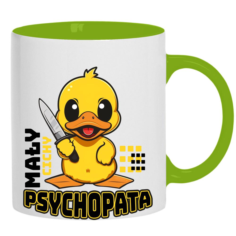 Mały cichy psychopata kubek ucho kolor kolor zielony
