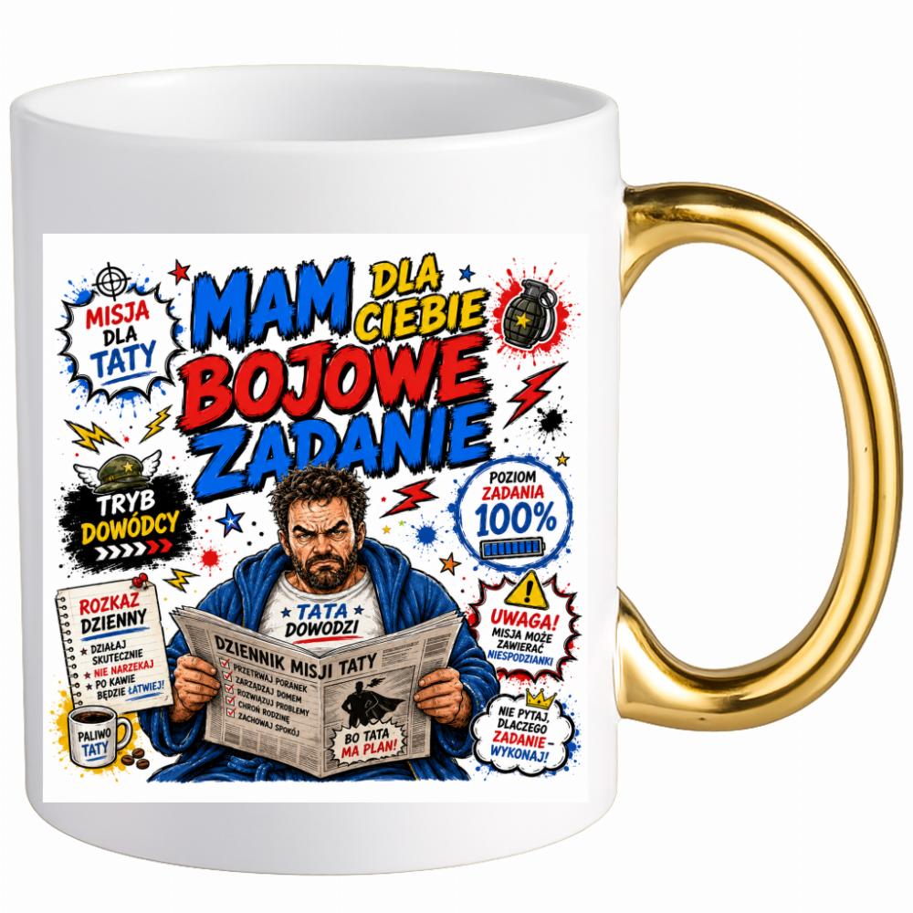 Mam dla Ciebie bojowe zadanie kubek ucho złote kolor czerwony
