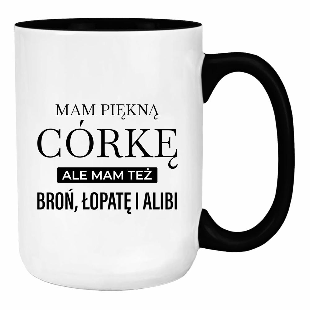 Mam piękną córkę mam też broń alibi łopatę duży kubek ucho kolor kolor limonka