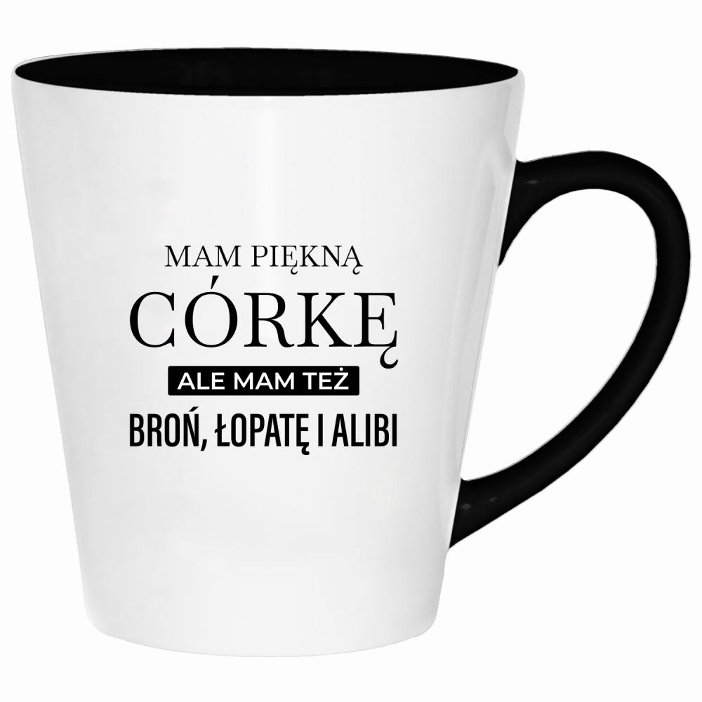 Mam piękną córkę mam też broń alibi łopatę kubek latte kolor red