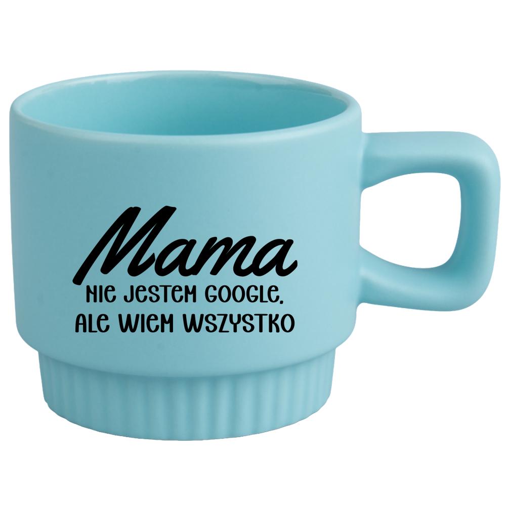 Mama – nie jestem Google, ale wiem wszystko kubek ryflowany niebieski kolor żółty matowy