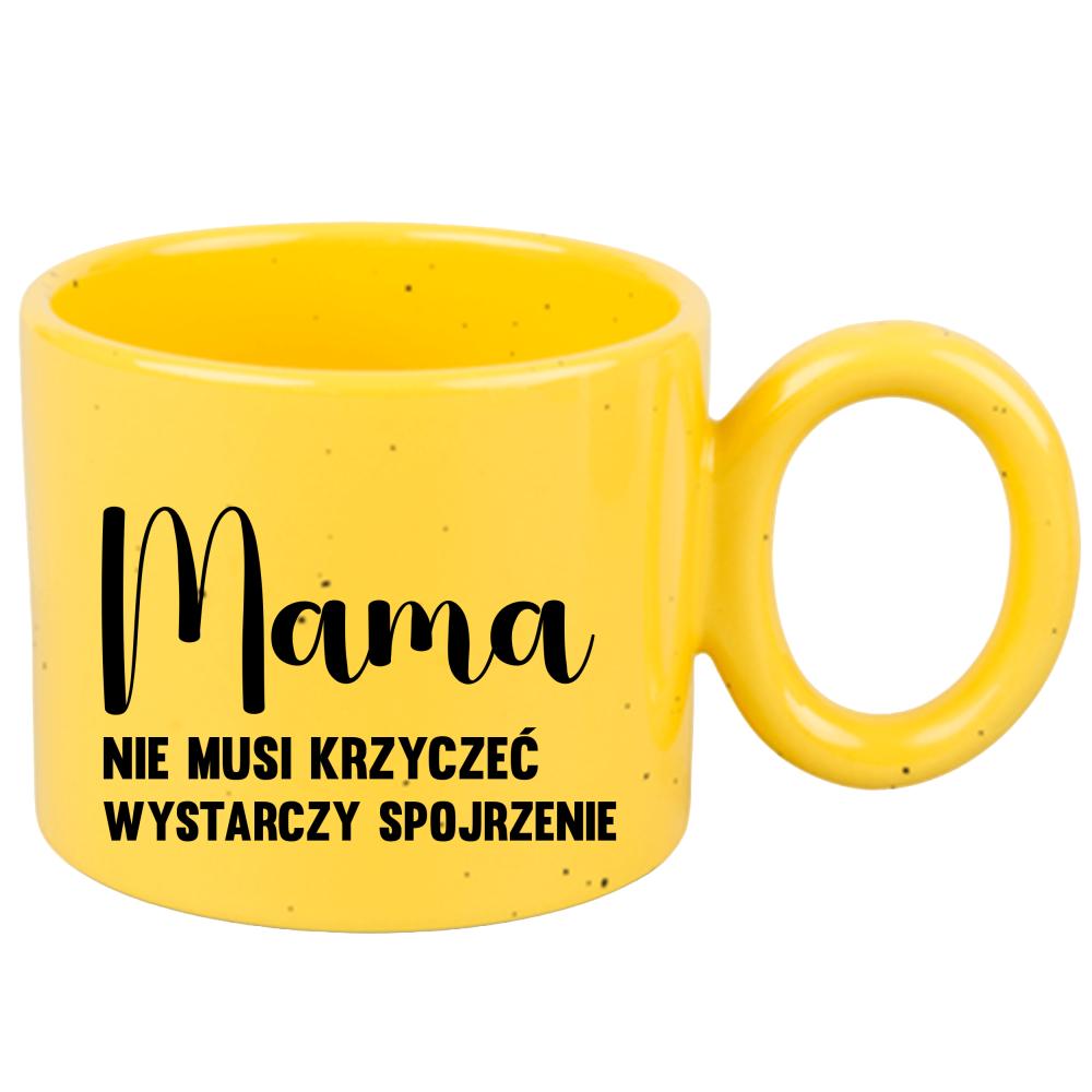 Mama – nie musi krzyczeć, wystarczy spojrzenie kubek ravenna żółty kolor niebieski 2