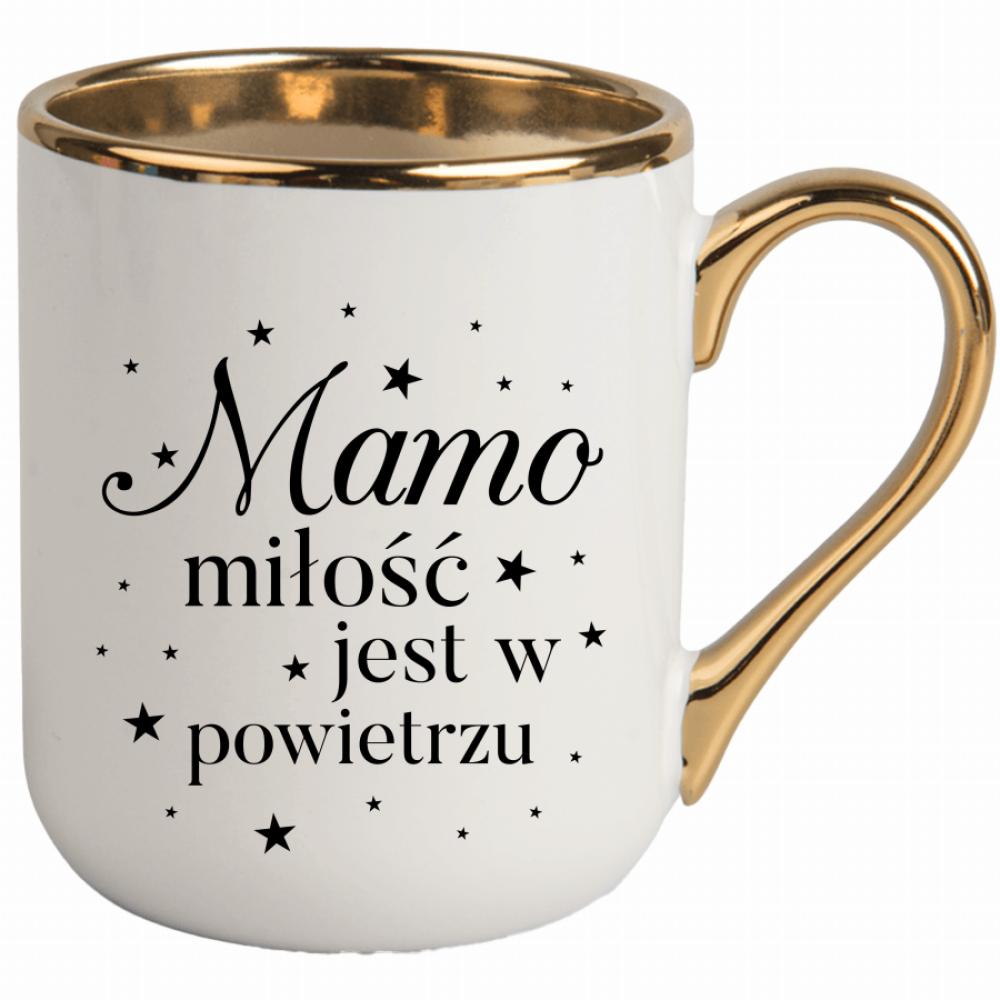 Mamo, moja miłość do Ciebie kwitnie 2 kubek elegant biały kolor zielony