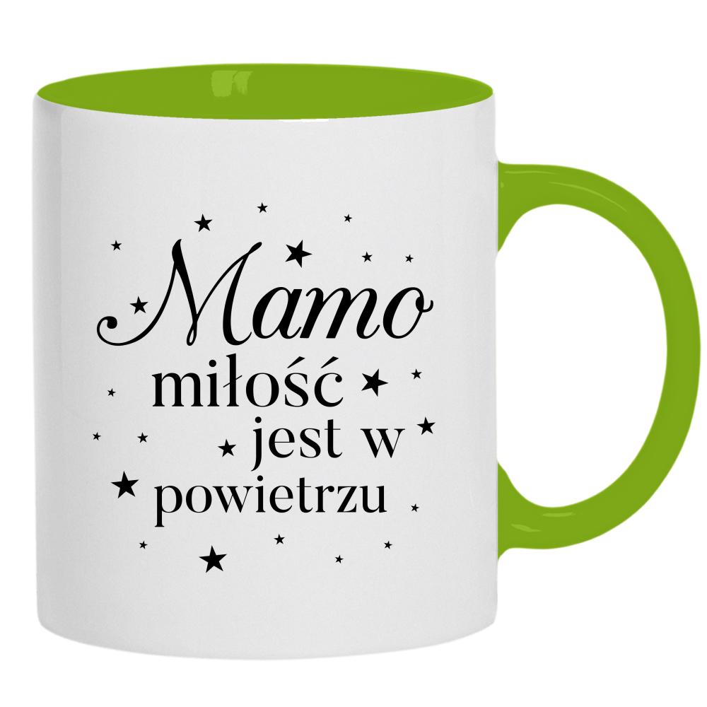 Mamo, moja miłość do Ciebie kwitnie 2 kubek ucho kolor kolor zielony