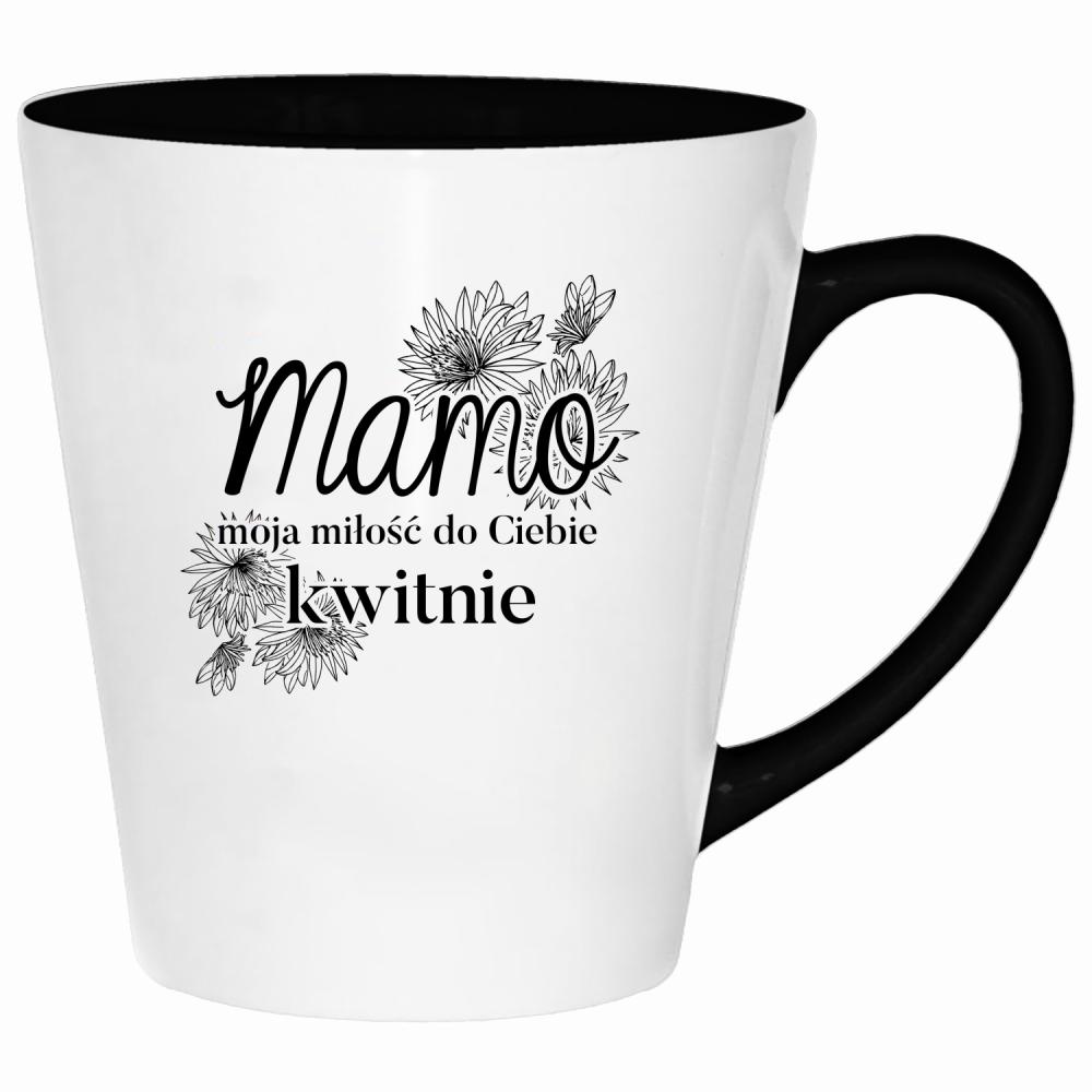 Mamo, moja miłość do Ciebie kwitnie <3 kubek latte kolor navy