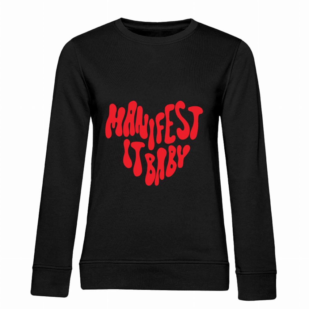 Manifest it Baby bluza damska bez kaptura kolor navy