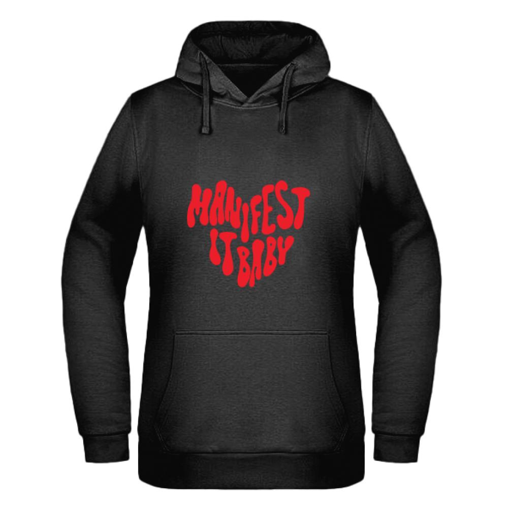 Manifest it Baby bluza damska z kapturem kolor różowy