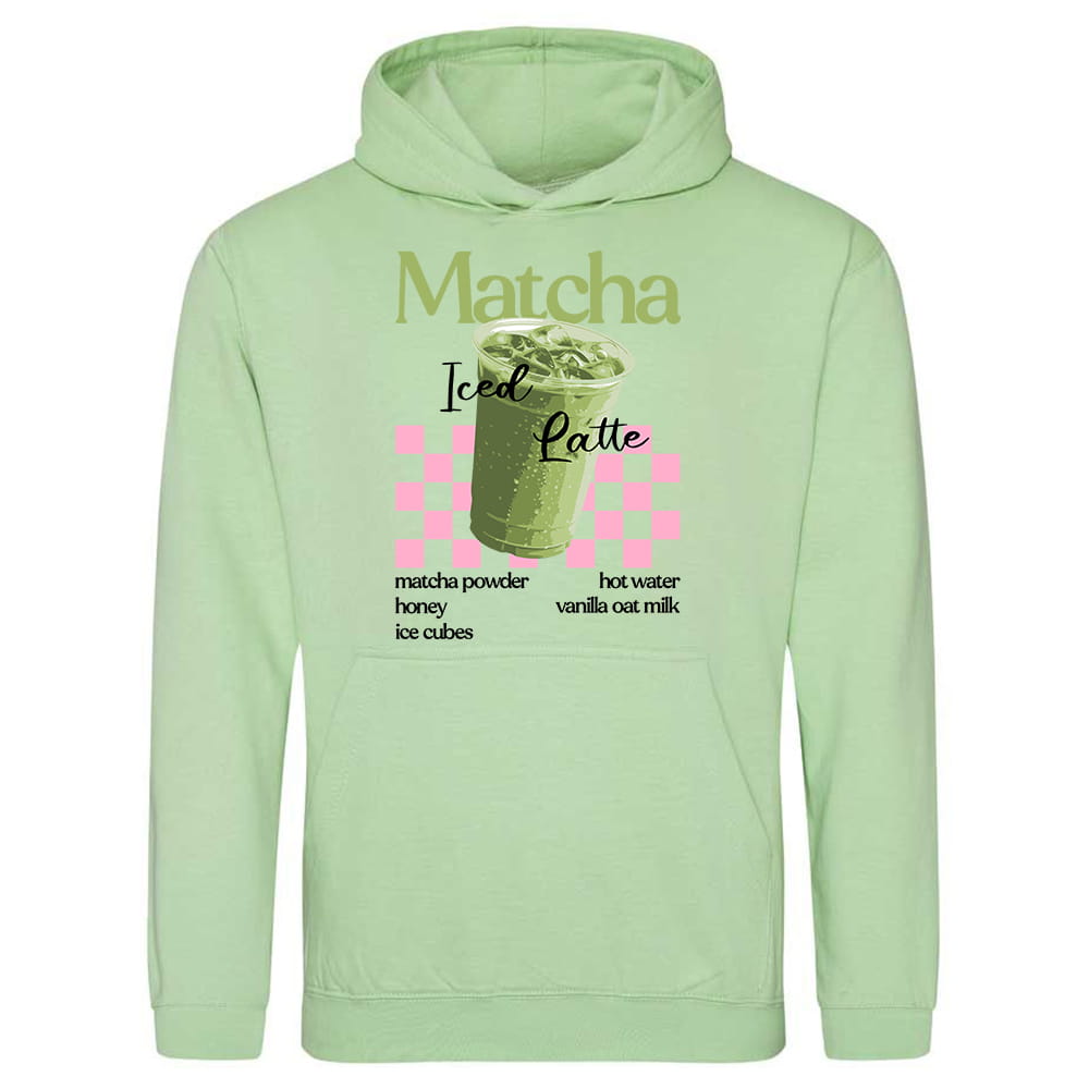MATCHA ICED LATTE bluza damska z kapturem kolor pistachio green