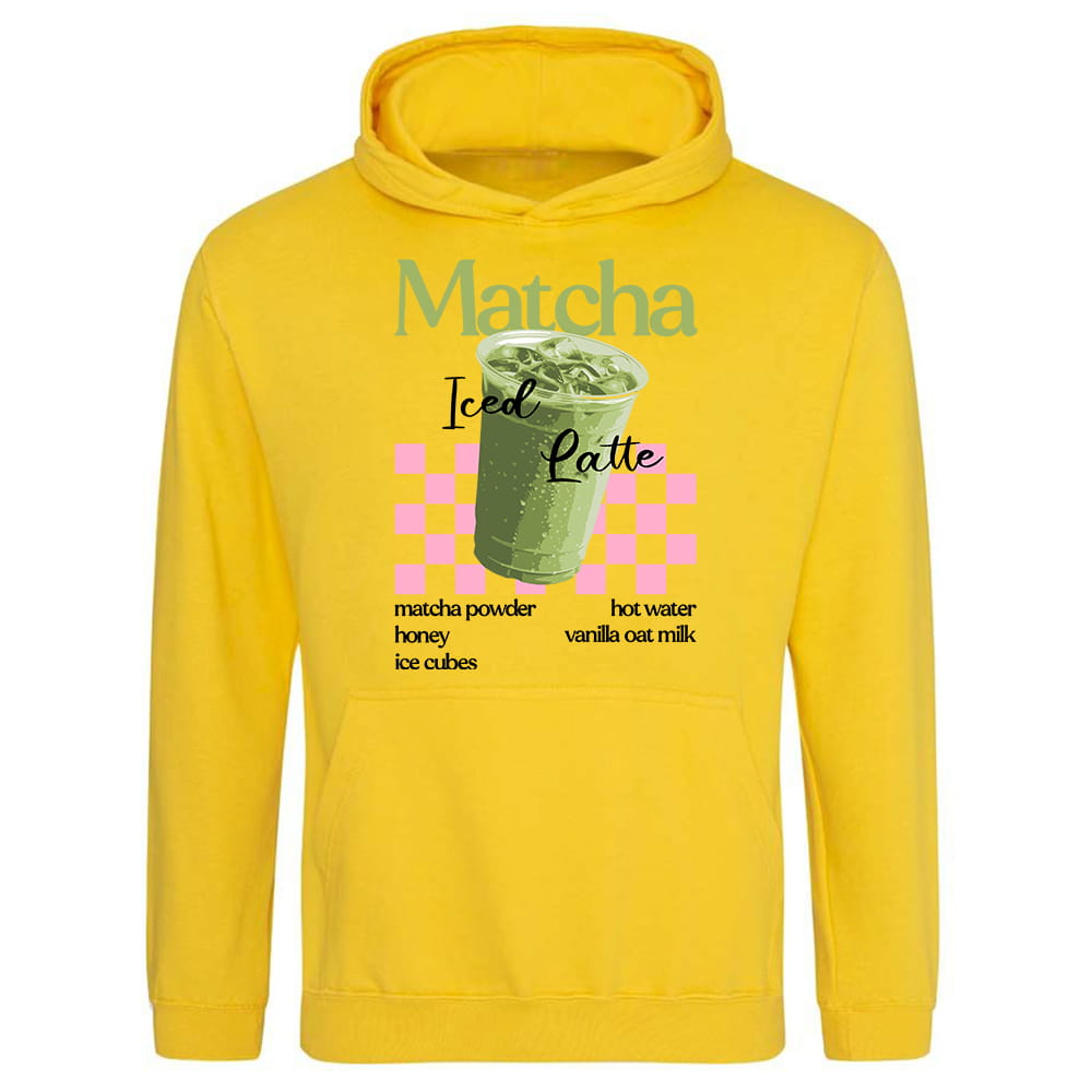 MATCHA ICED LATTE bluza damska z kapturem kolor sun yellow