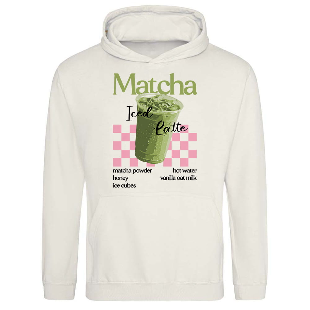 MATCHA ICED LATTE bluza damska z kapturem kolor vanilla milkshake