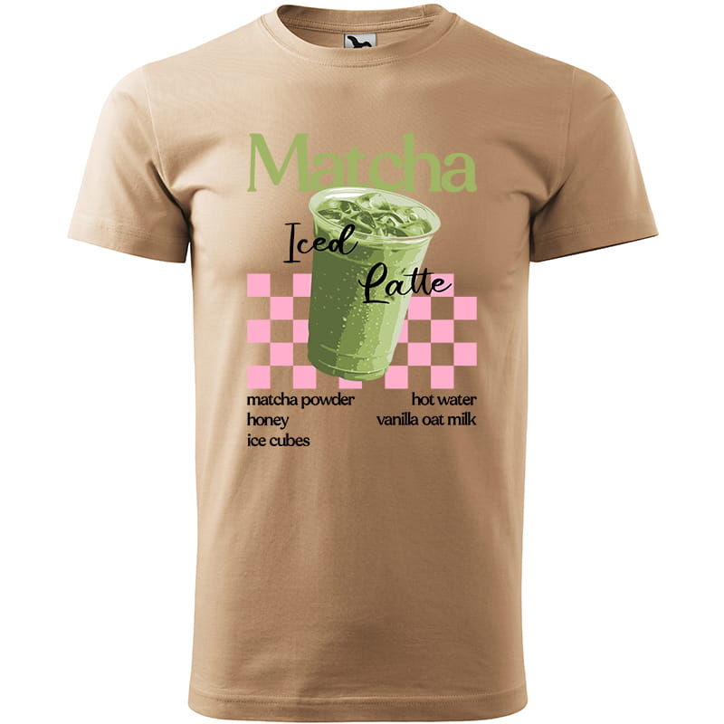 MATCHA ICED LATTE koszulka męska kolor koszulka piaskowy
