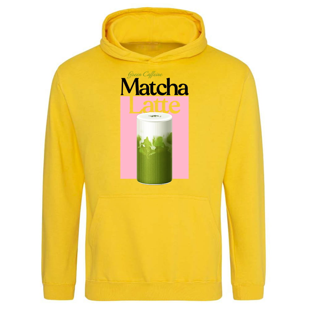 MATCHA LATTE bluza damska z kapturem kolor sun yellow