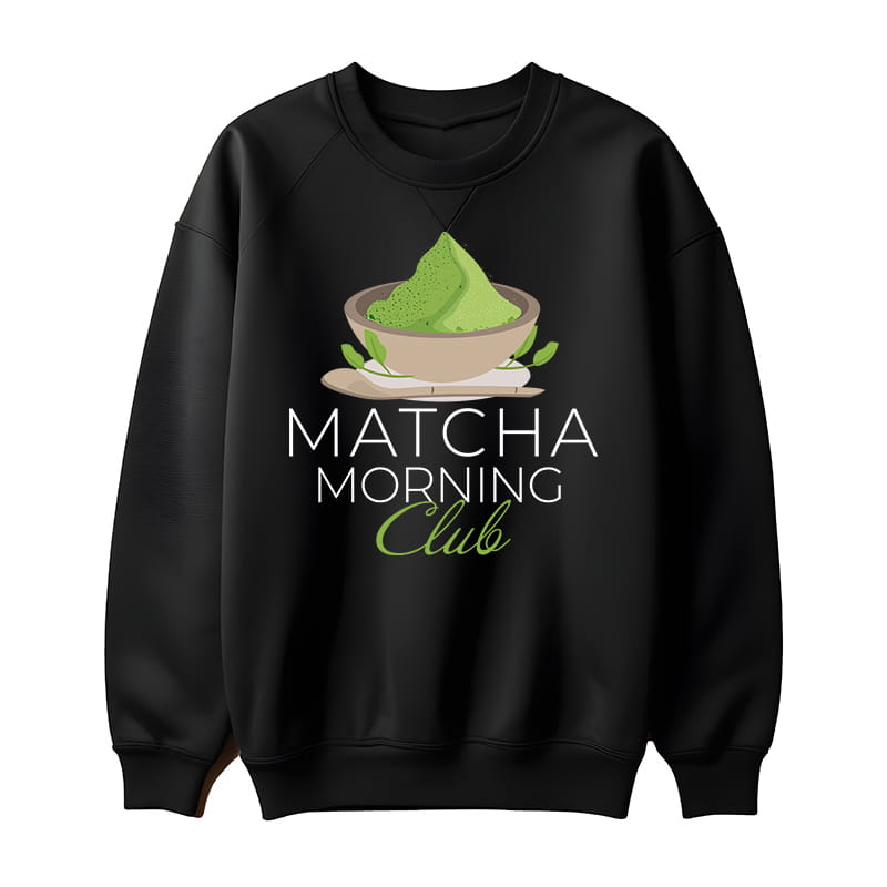 MATCHA MORNING CLUB bluza damska bez kaptura kolor czarny