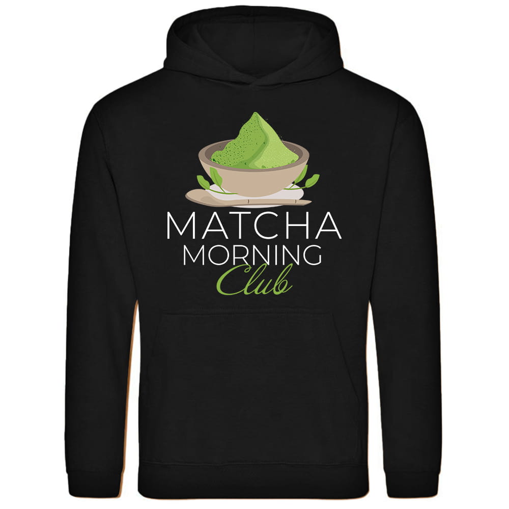 MATCHA MORNING CLUB bluza damska z kapturem kolor czarny