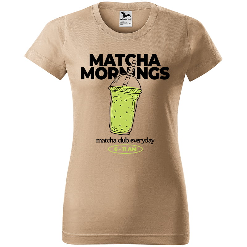 MATCHA MORNINGS koszulka damska kolor koszulka piaskowy