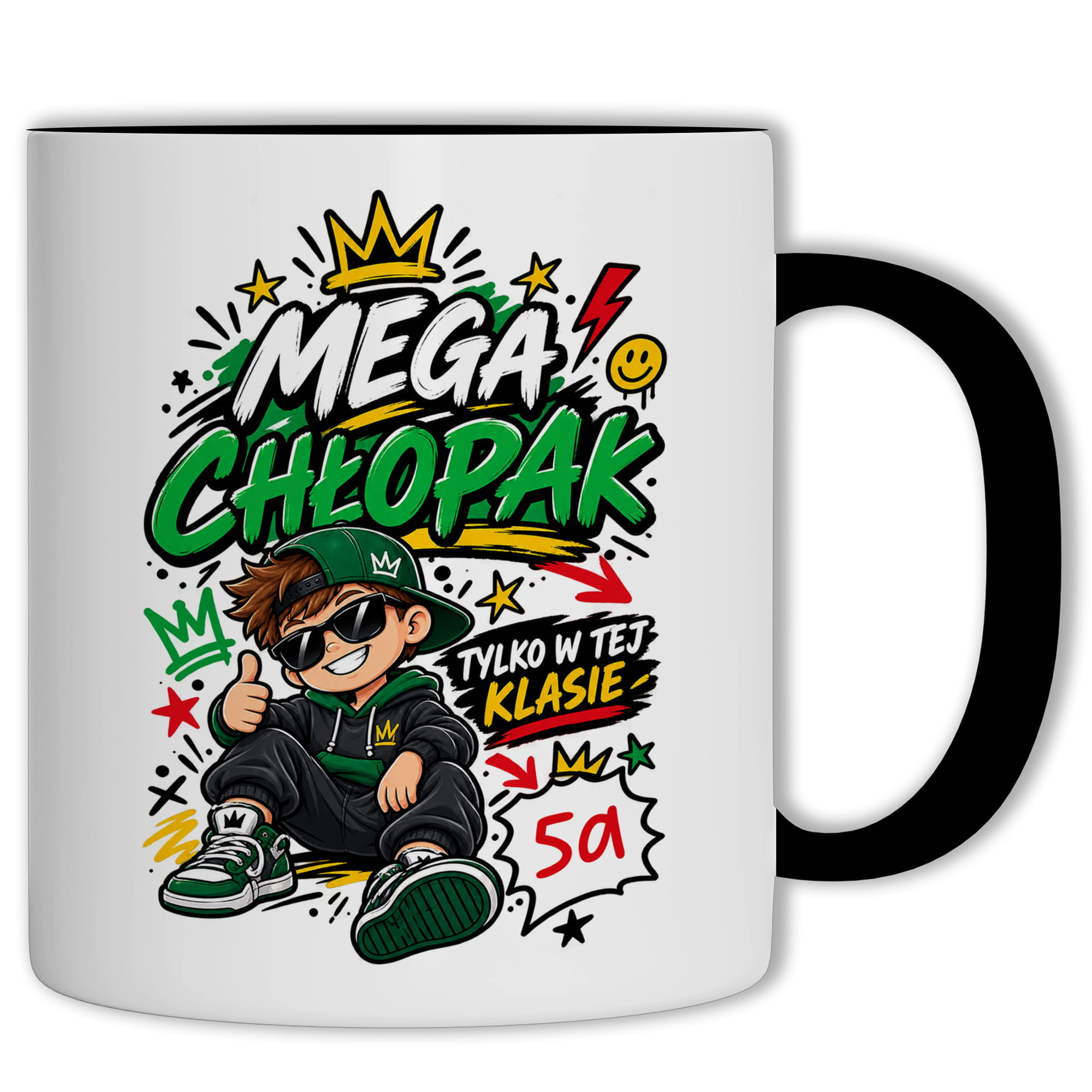Mega Chłopak kubek ucho kolor kolor czarnyy