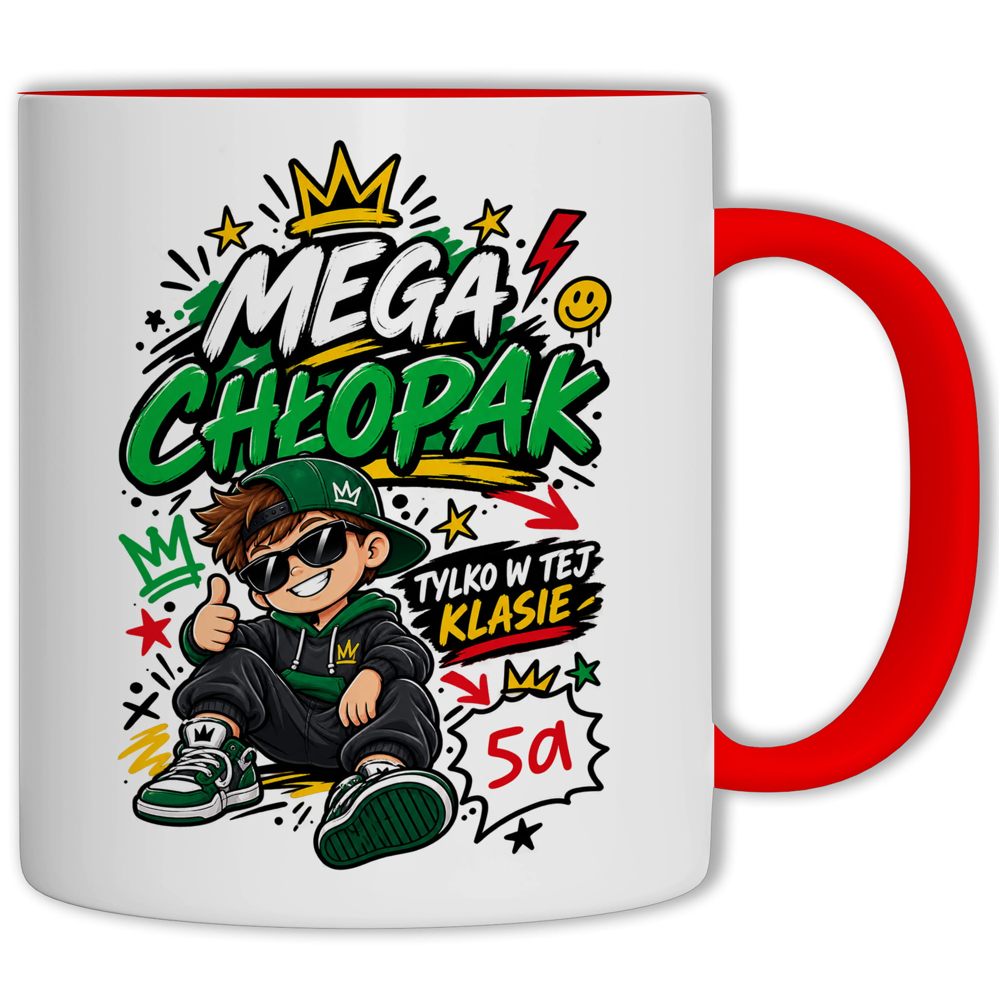 Mega Chłopak kubek ucho kolor kolor czerwony