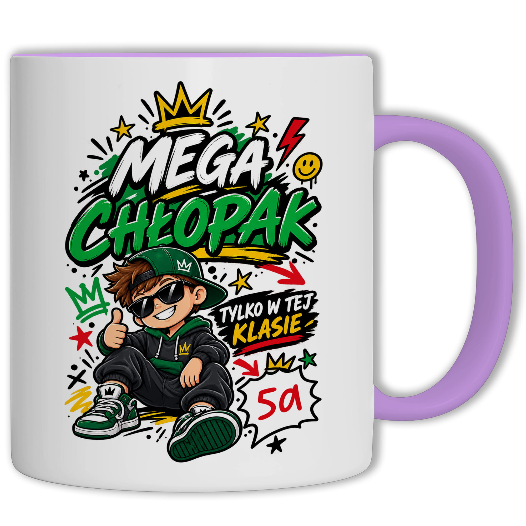 Mega Chłopak kubek ucho kolor kolor jasnofioletowy