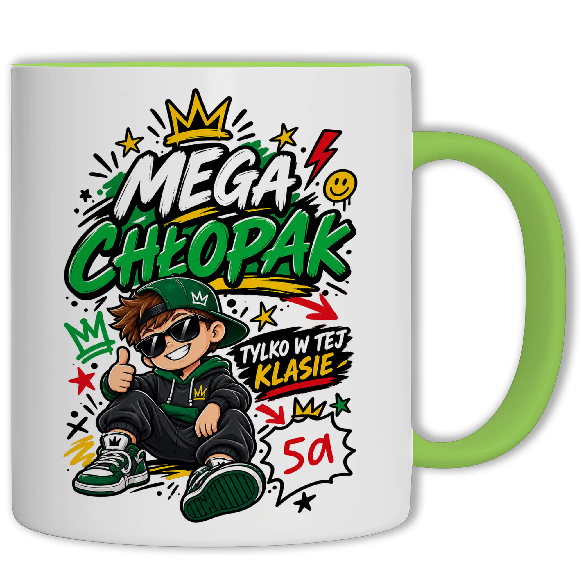 Mega Chłopak kubek ucho kolor kolor zielony