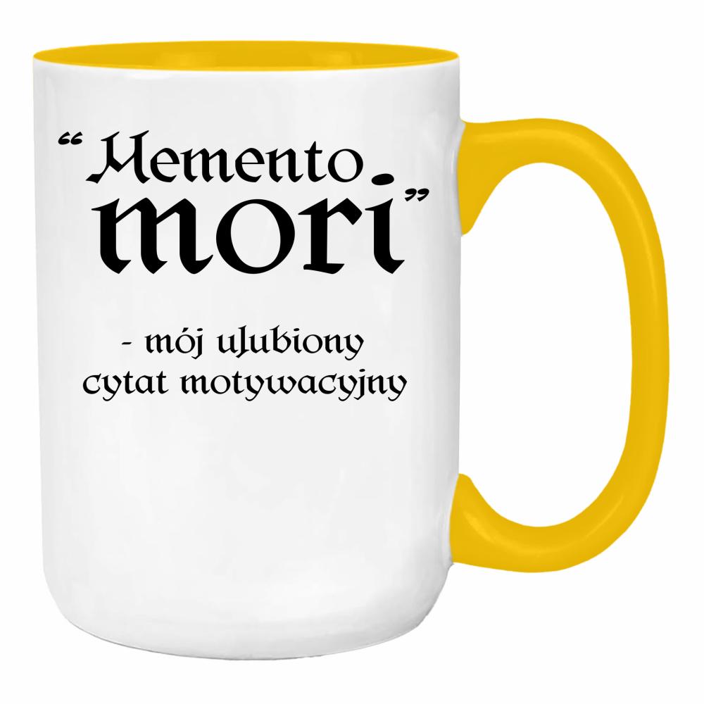 Memento Mori - mój ulubiony cytat duży kubek ucho kolor kolor żółty