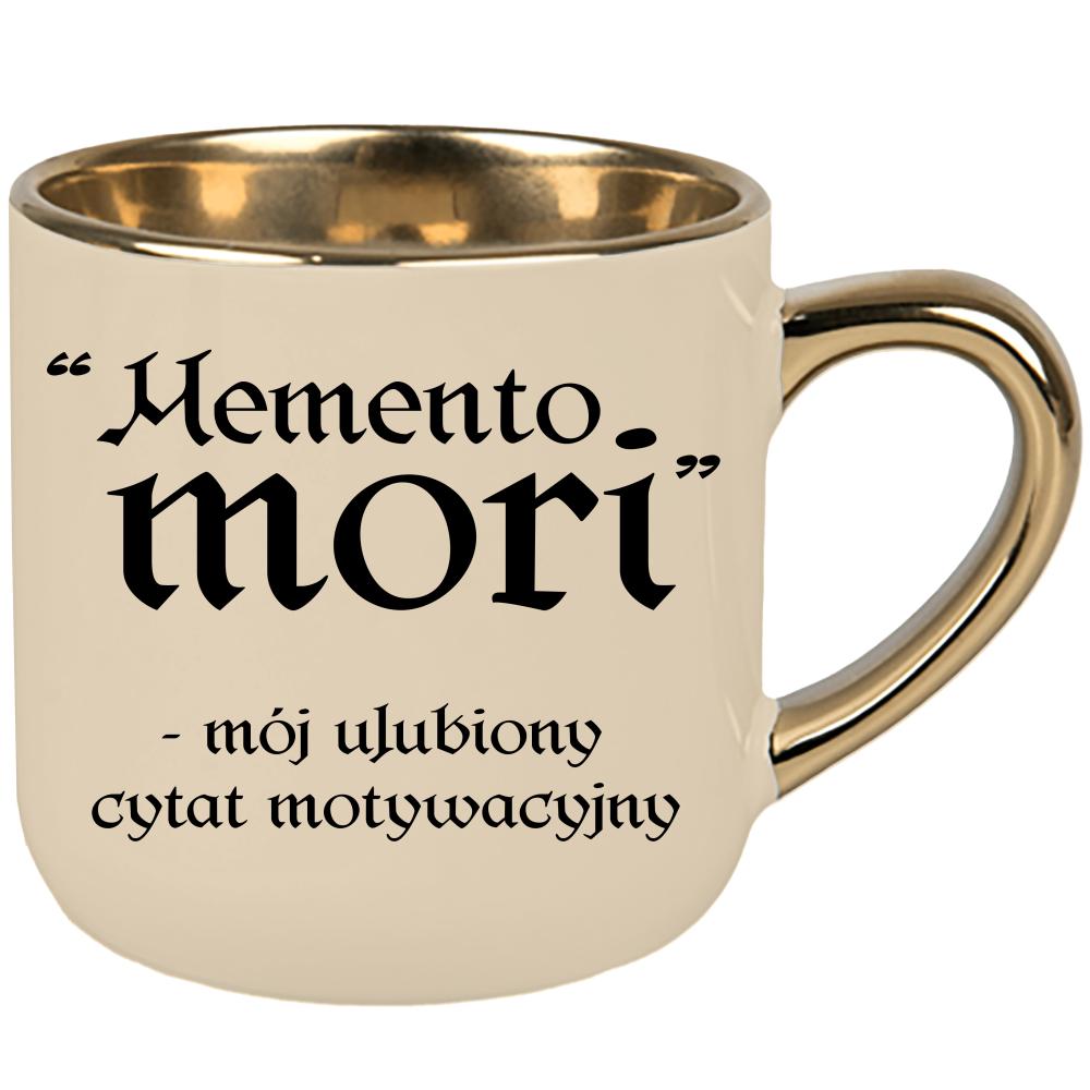Memento Mori - mój ulubiony cytat kubek elegant duży kolor kremowy