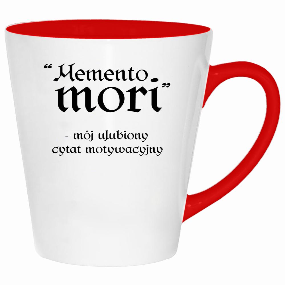 Memento Mori - mój ulubiony cytat kubek latte kolor czerwony latte