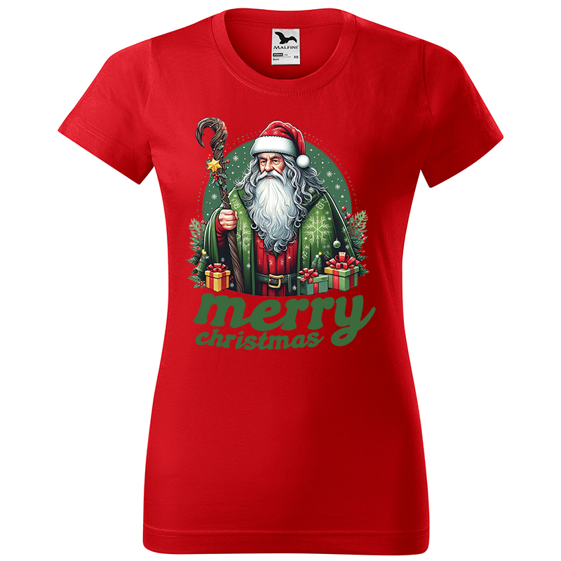 Merry Merry Christmas koszulka damska kolor czerwony