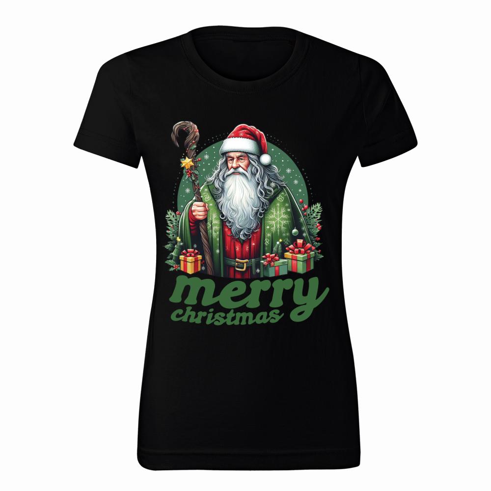 Merry Merry Christmas koszulka damska kolor jasno zielony