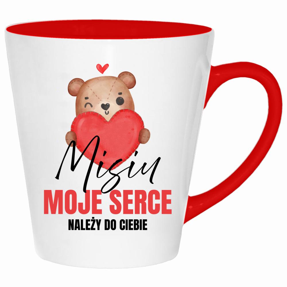 Misiu – moje serce należy do Ciebie kubek latte kolor czerwony latte