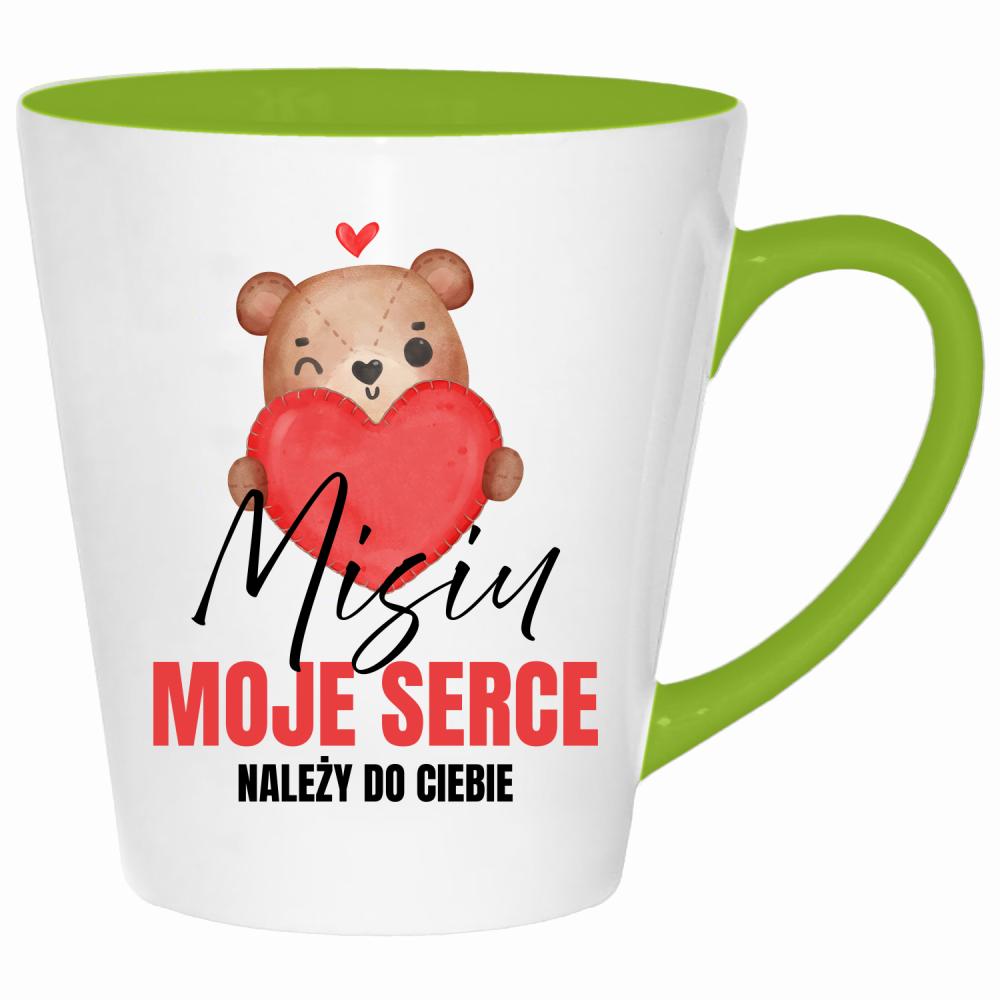 Misiu – moje serce należy do Ciebie kubek latte kolor limonka