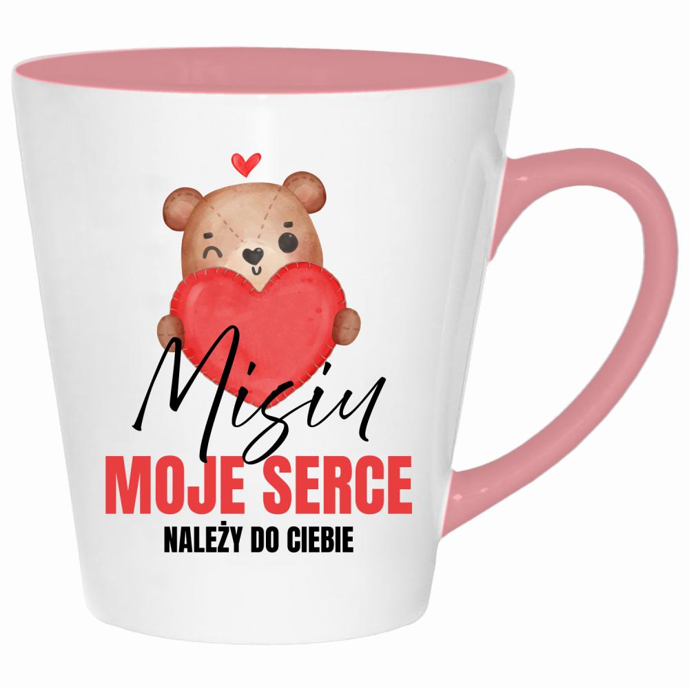 Misiu – moje serce należy do Ciebie kubek latte kolor pink