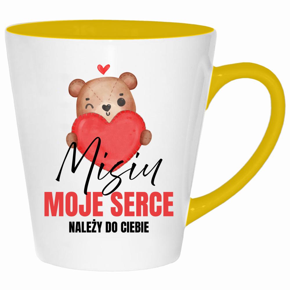 Misiu – moje serce należy do Ciebie kubek latte kolor żółtyy