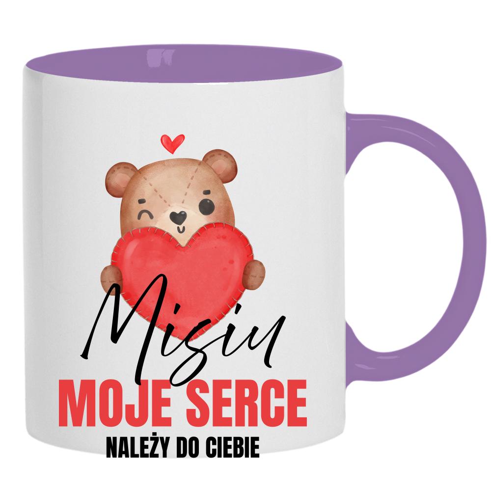 Misiu – moje serce należy do Ciebie kubek ucho kolor kolor jasnofioletowy