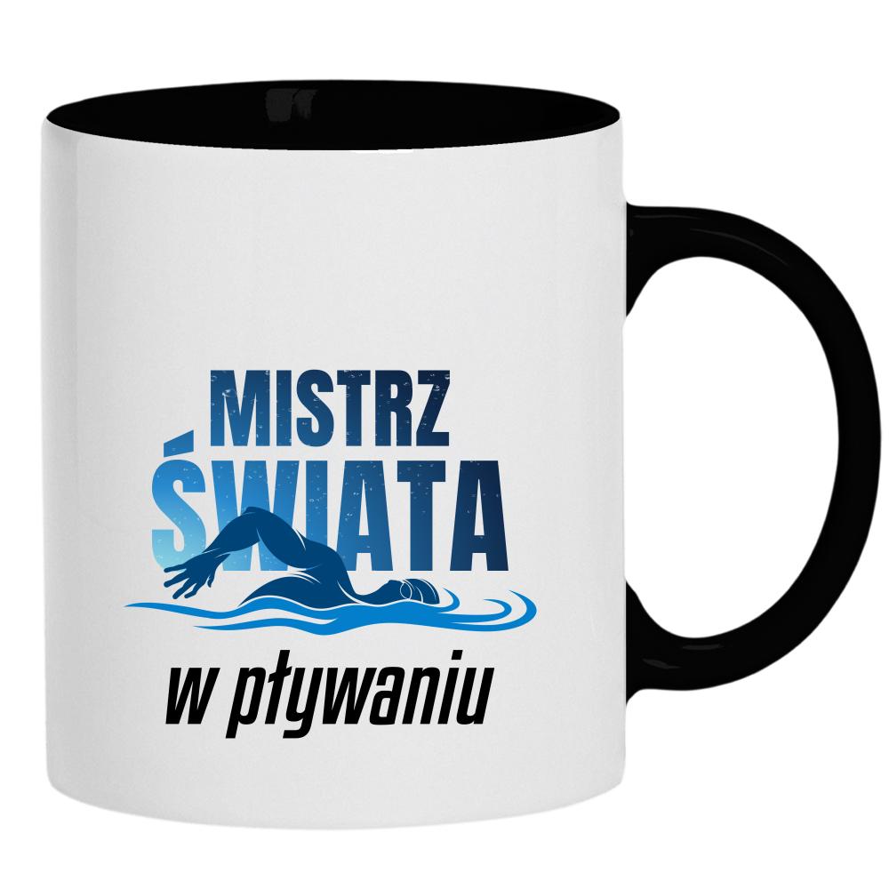 Mistrz Świata w Pływaniu kubek ucho kolor kolor czarnyy
