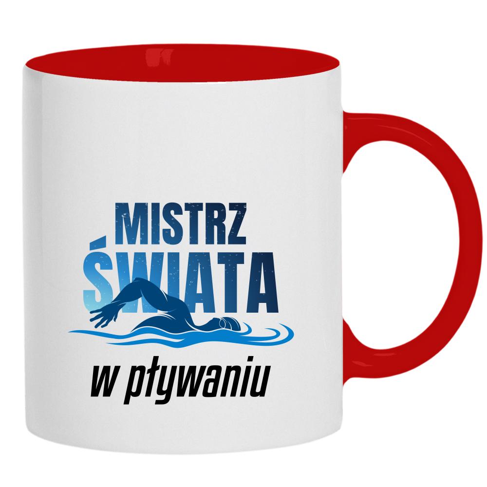 Mistrz Świata w Pływaniu kubek ucho kolor kolor czerwony