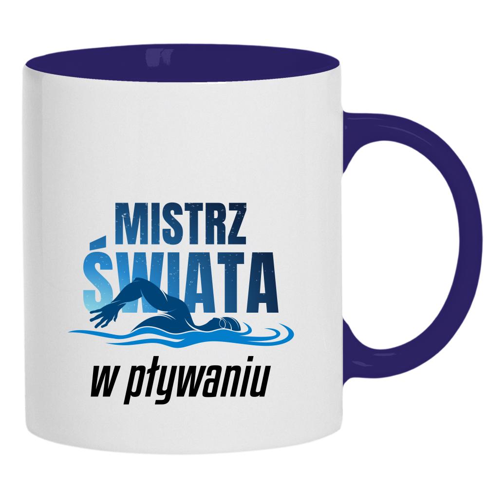 Mistrz Świata w Pływaniu kubek ucho kolor kolor navy