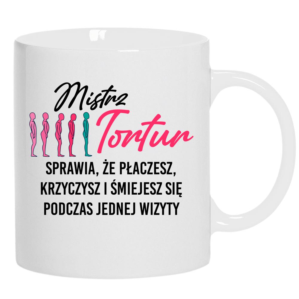 Mistrz tortur sprawia, że płaczesz krzyczysz kubek ucho kolor kolor biały