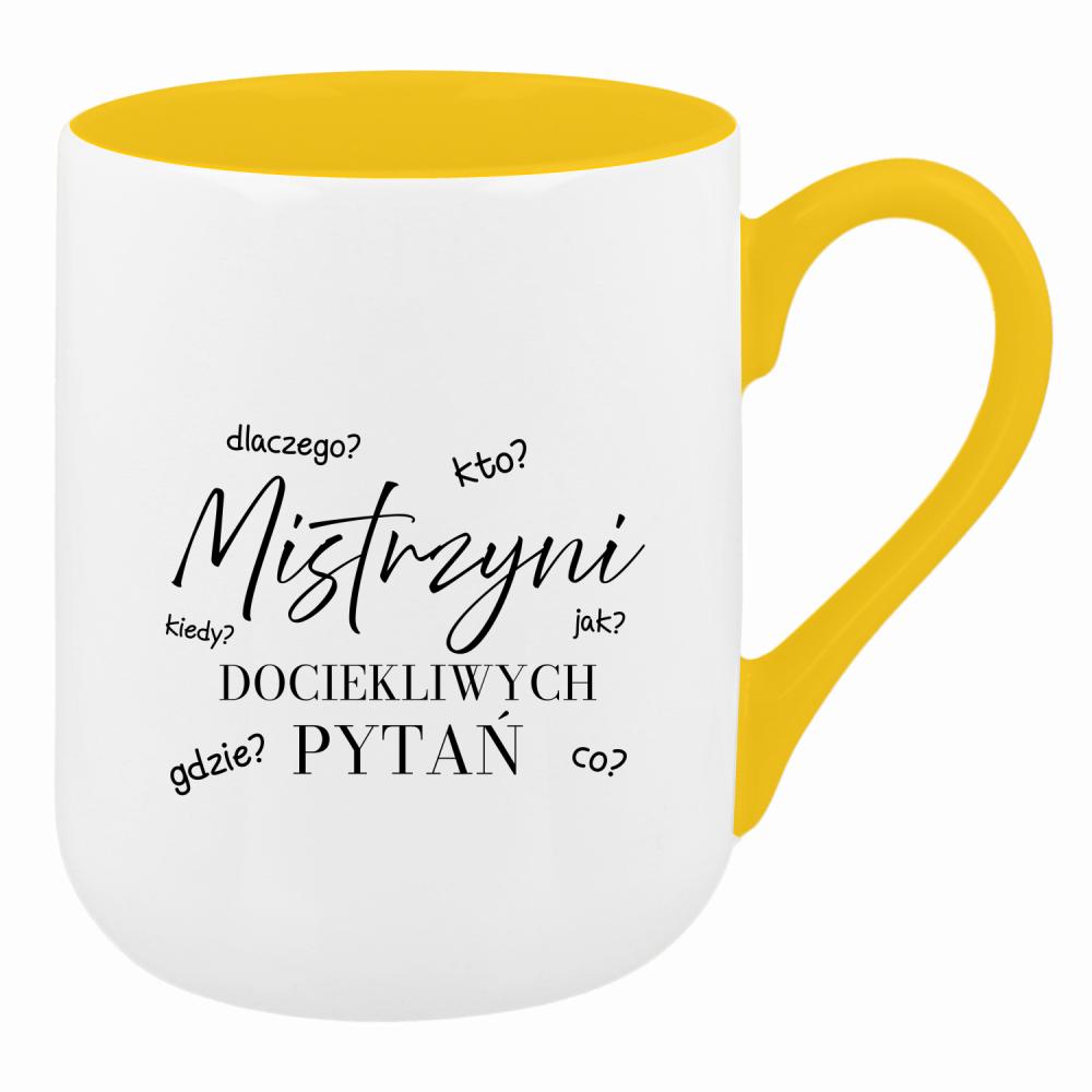 MISTRZYNI DOCIEKLIWYCH PYTAŃ kubek coffee kolor żółty