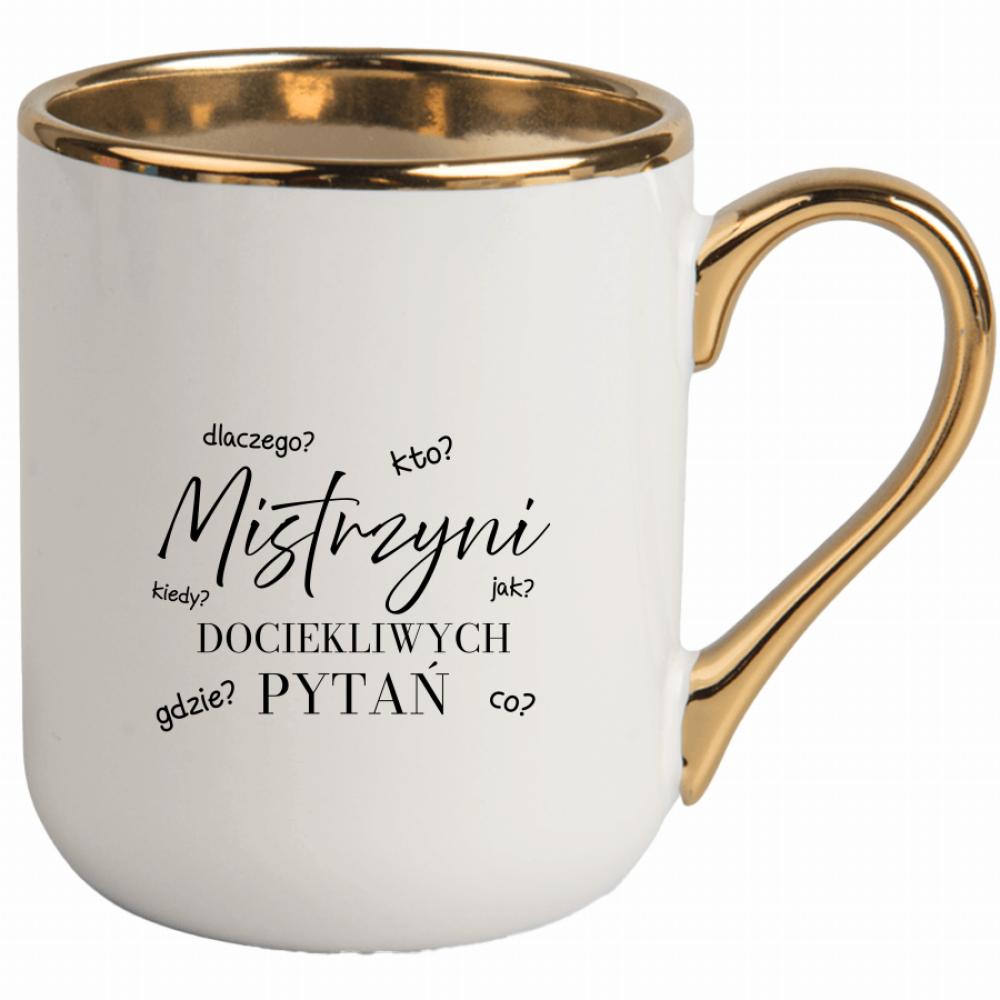 MISTRZYNI DOCIEKLIWYCH PYTAŃ kubek elegant biały kolor zielony