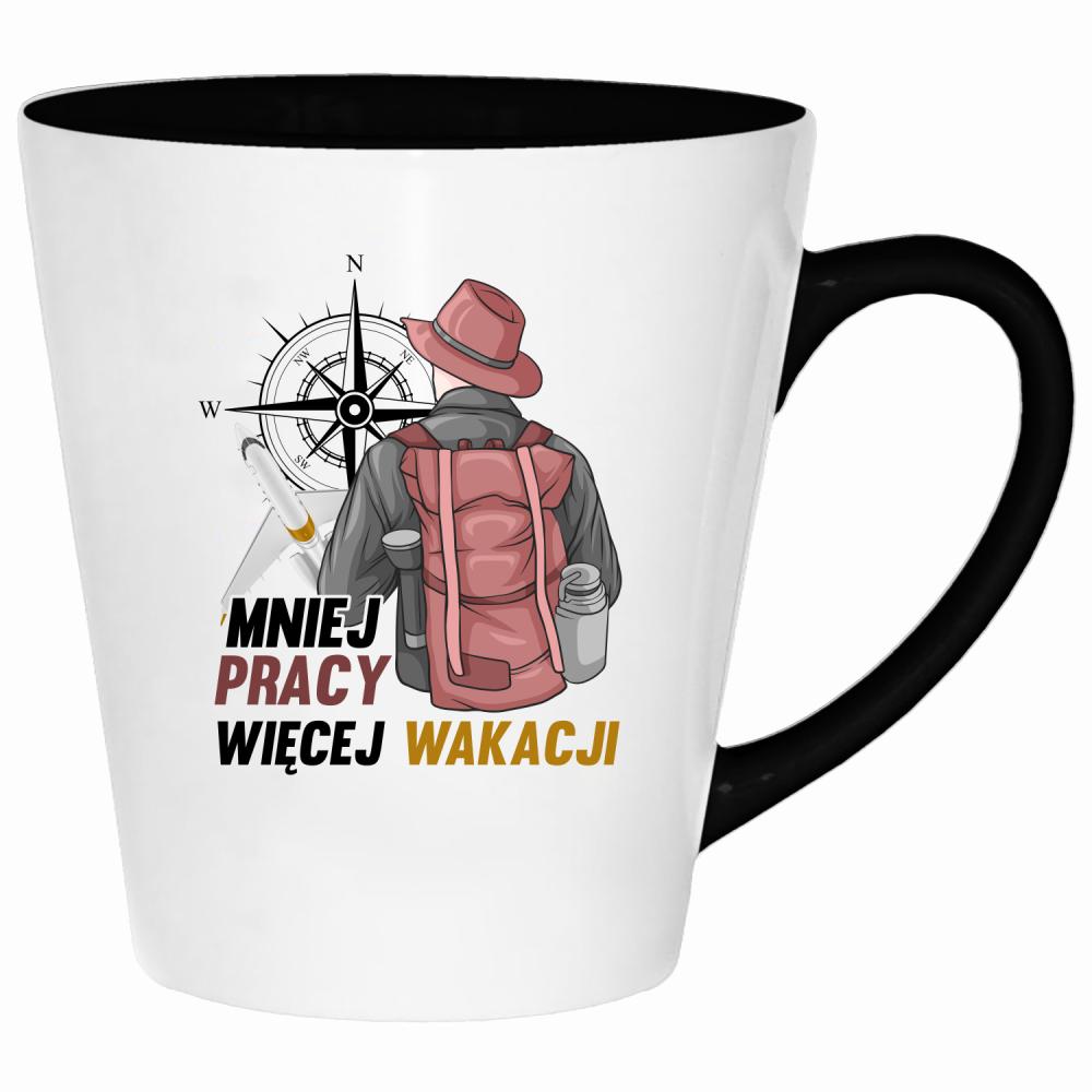 Mniej pracy, więcej wakacjii kubek latte