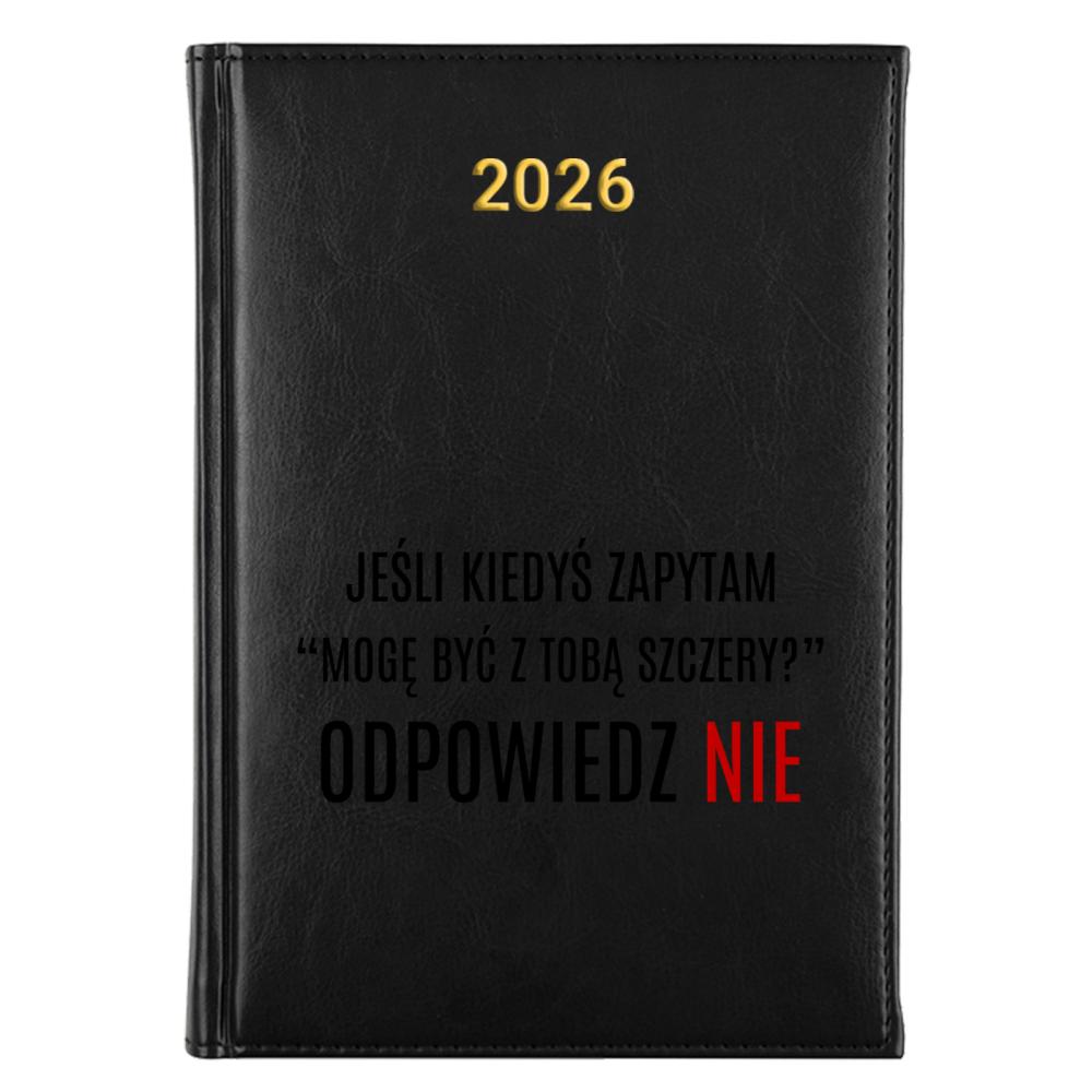 Mogę być z tobą szczery? kalendarz książkowy a5 2026 kolor żółty kalendarz