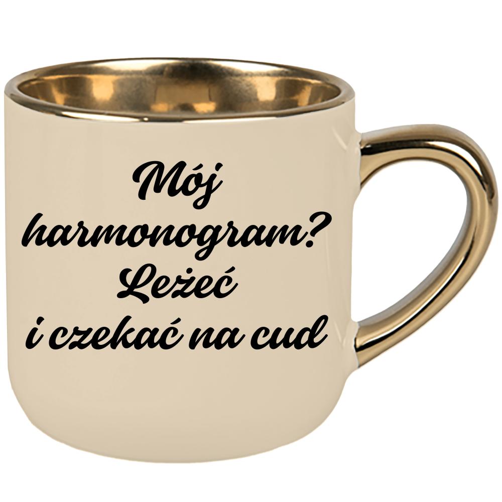 Mój harmonogram? Leżeć i czekać na cud. kubek elegant duży kolor kremowy