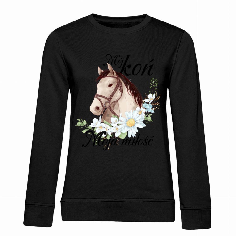 Mój koń – moja miłość bluza damska bez kaptura kolor navy