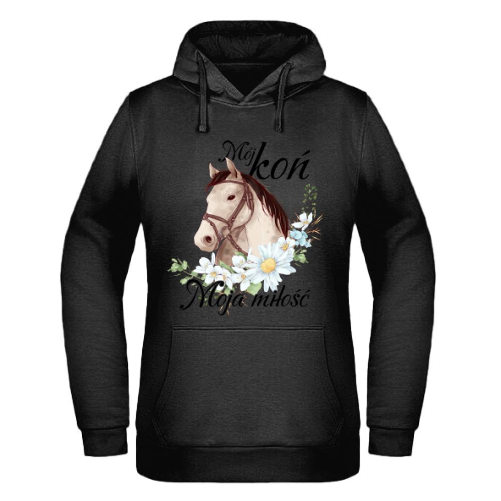 Mój koń – moja miłość bluza damska z kapturem kolor różowy