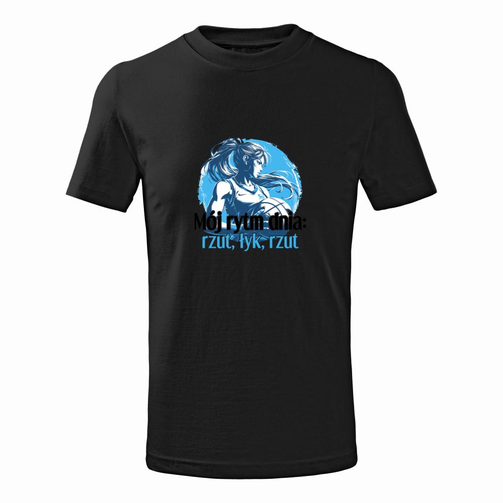 Mój rytm dnia: rzut, łyk, rzut koszulka junior kolor czarny