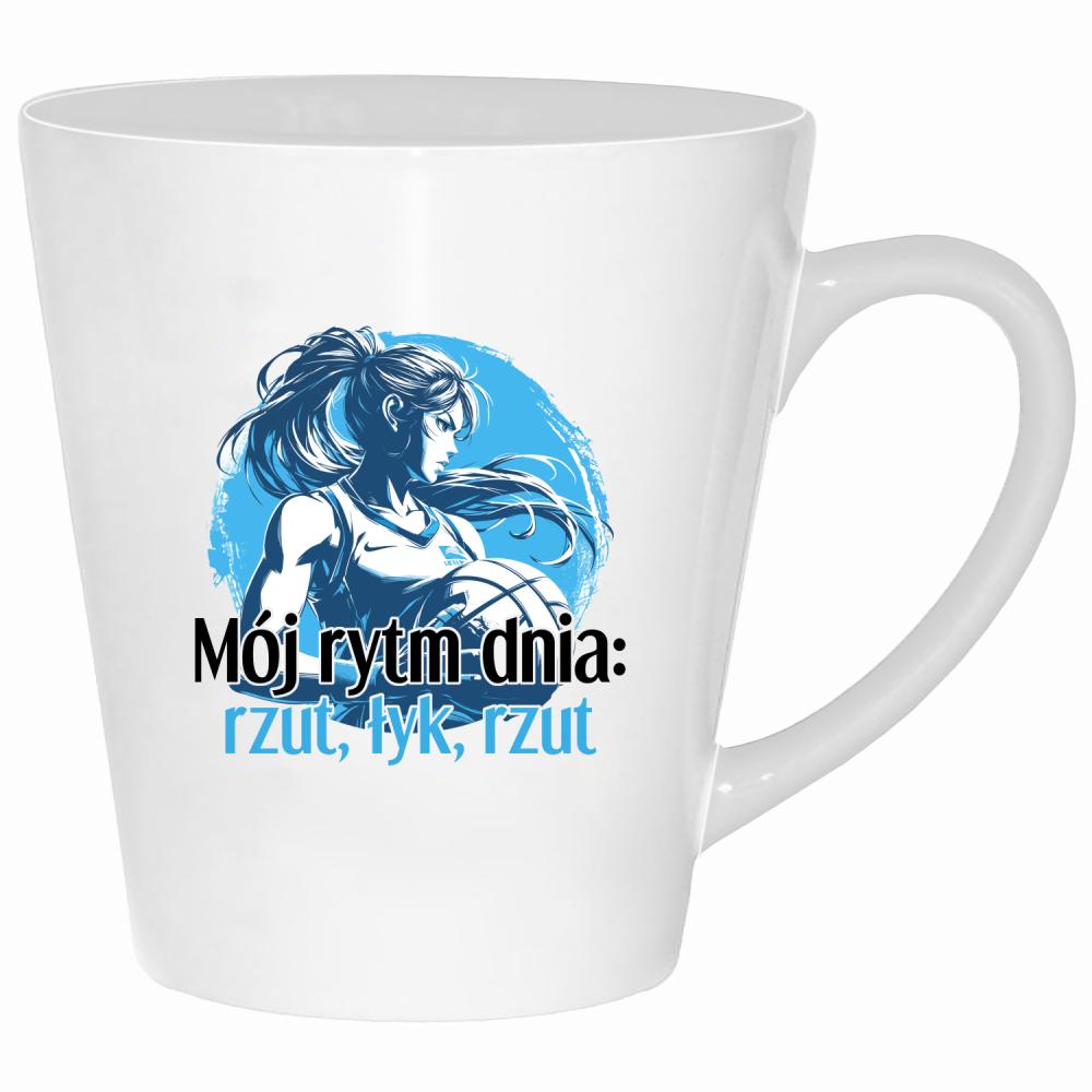 Mój rytm dnia: rzut, łyk, rzut kubek latte
