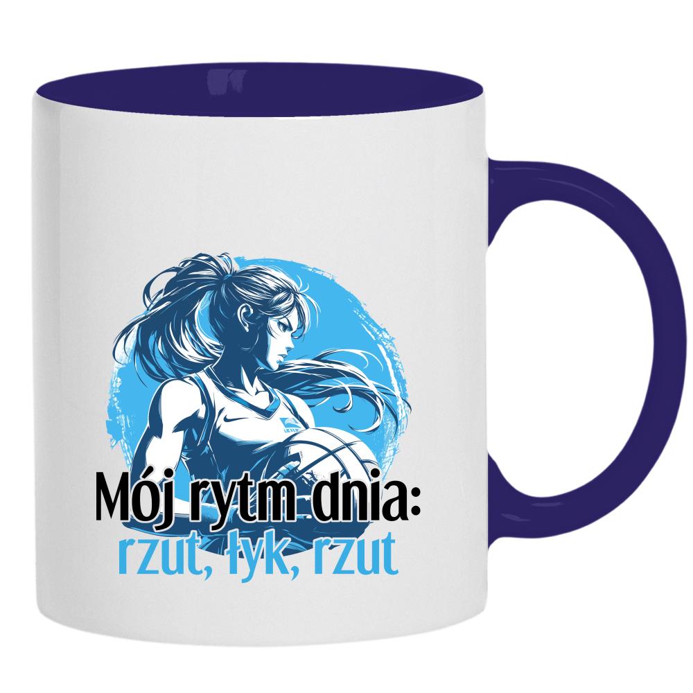 Mój rytm dnia: rzut, łyk, rzut kubek ucho kolor kolor navy